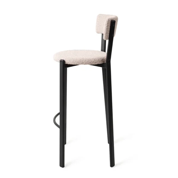 Scaun de bar roz pal din tesatura boucle Obu L - imagine 3