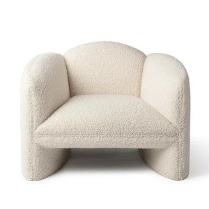 Fotoliu alb din tesatura boucle Nachii