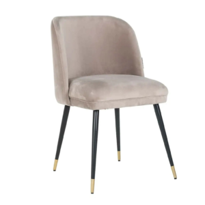 Scaun dining bej kaki din catifea Alicia