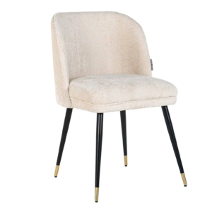 Scaun dining alb din tesatura chenille Alicia