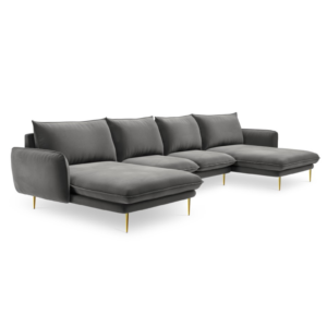 Coltar gri inchis/auriu 6 locuri din catifea Vienna