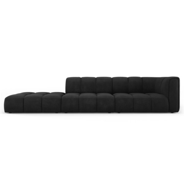 Canapea neagra 4 locuri din tesatura chenille Francesca Left