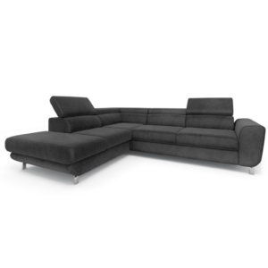 Coltar extensibil gri inchis 5 locuri din catifea Mario