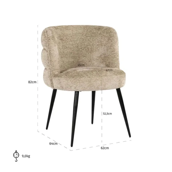 Scaun dining bej din tesatura texturata Stella - imagine 6