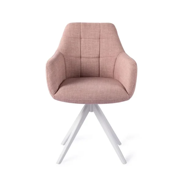 Set 2 scaune rotative dining din tesatura roz/alb Noto