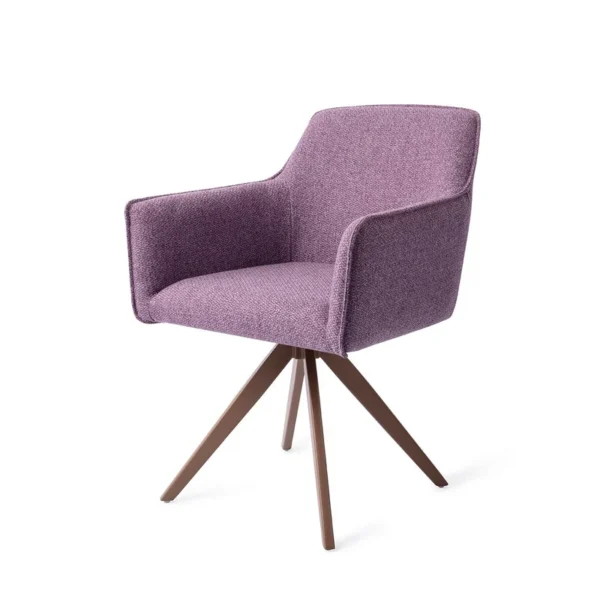Set 2 scaune dining rotative din tesatura mov/maro Hofu - imagine 2
