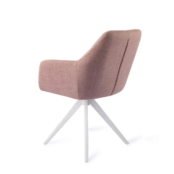 Set 2 scaune rotative dining din tesatura roz/alb Noto - imagine 4