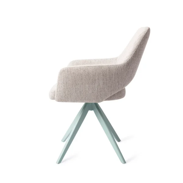 Set 2 scaune rotative dining din tesatura gri deschis/mint Yanai - imagine 4