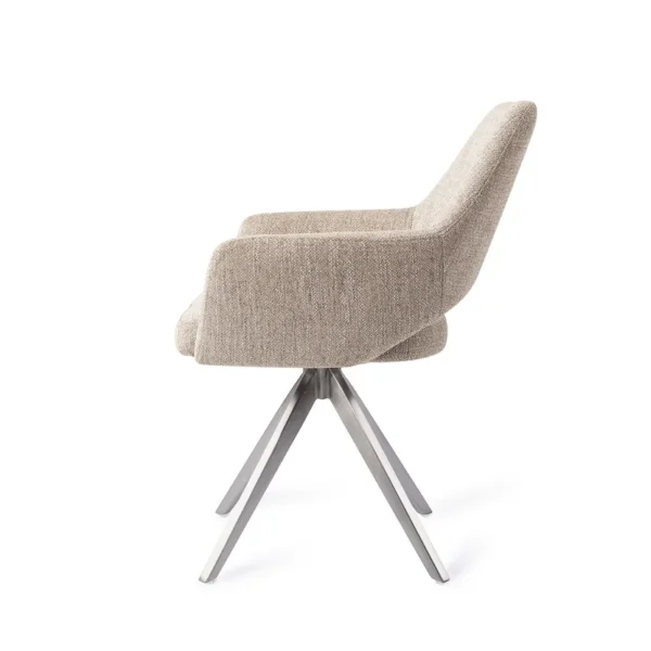 Set 2 scaune rotative dining din tesatura grej/argintiu Yanai - imagine 3