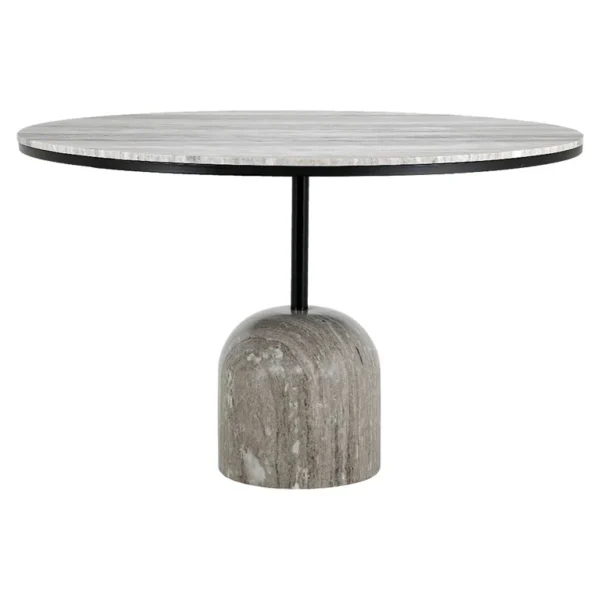 Masa dining rotunda alb bej din marmura Duncan