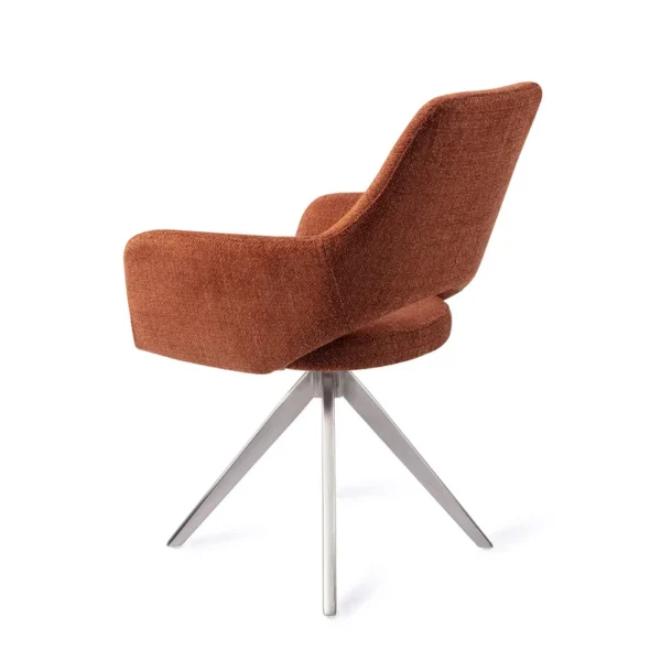 Set 2 scaune rotative dining din tesatura caramiziu/argintiu Yanai - imagine 3
