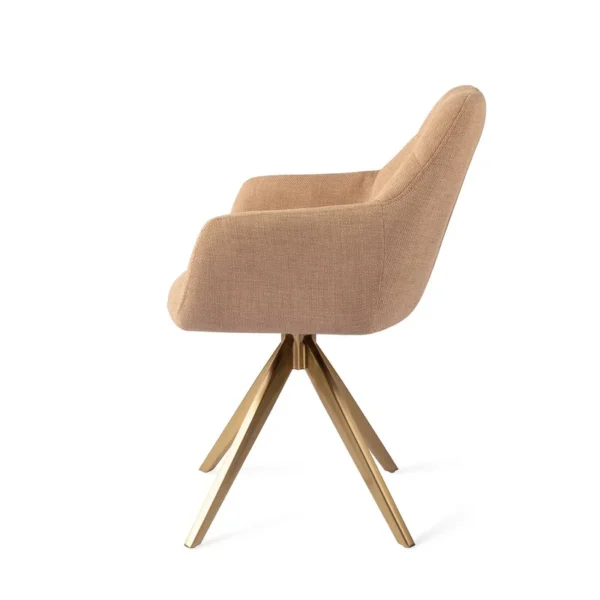 Set 2 scaune rotative dining din tesatura maro caramel/auriu Noto - imagine 3