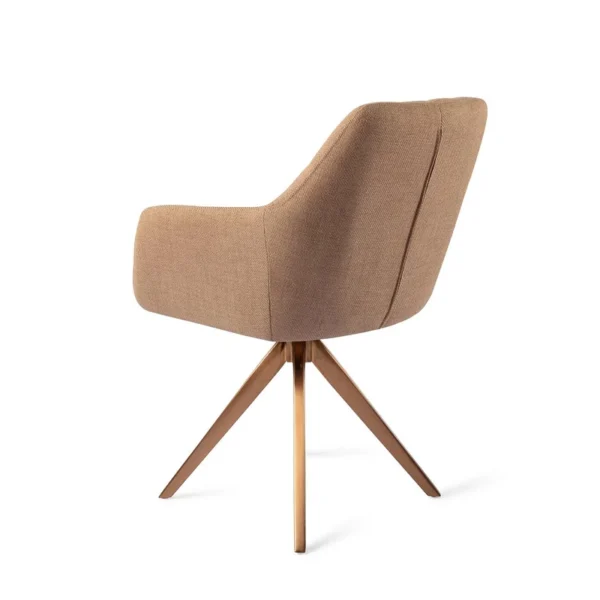 Set 2 scaune rotative dining din tesatura maro caramel/roze Noto - imagine 4