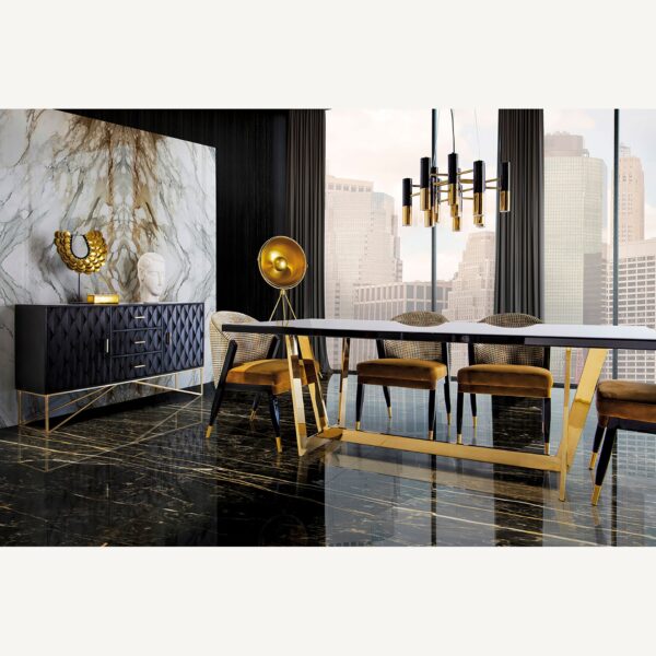 Scaun dining multicolor din catifea si lemn Brillon - imagine 2