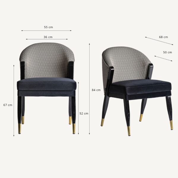 Scaun dining multicolor din catifea si lemn Trun - imagine 9