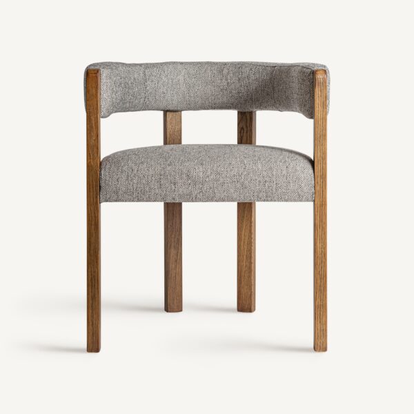 Scaun dining gri/maro din tesatura si lemn Wizerne - imagine 2