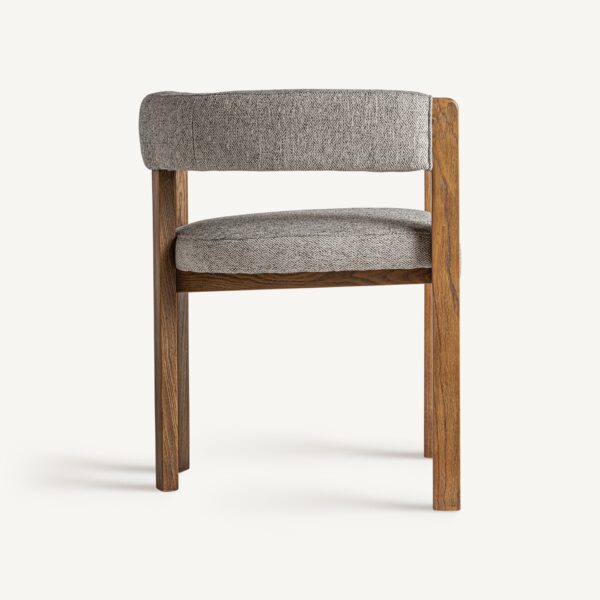 Scaun dining gri/maro din tesatura si lemn Wizerne - imagine 3