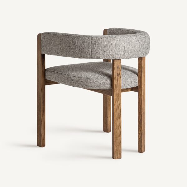 Scaun dining gri/maro din tesatura si lemn Wizerne - imagine 4