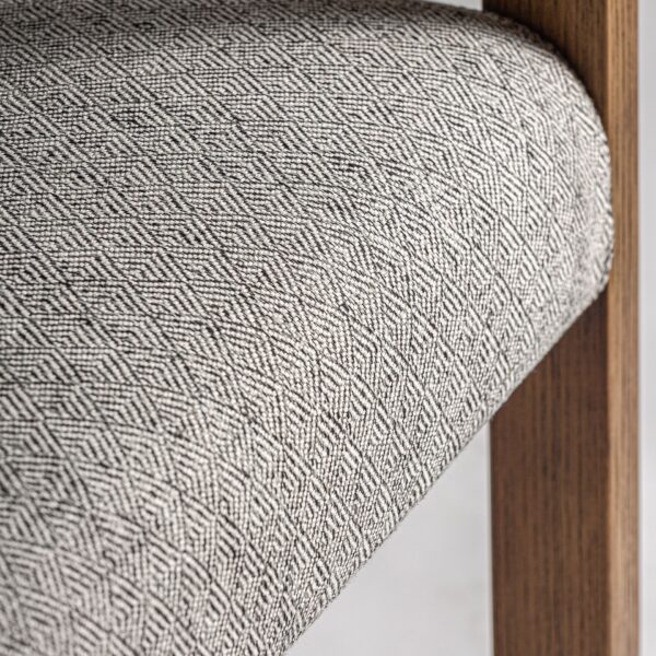 Scaun dining gri/maro din tesatura si lemn Wizerne - imagine 6
