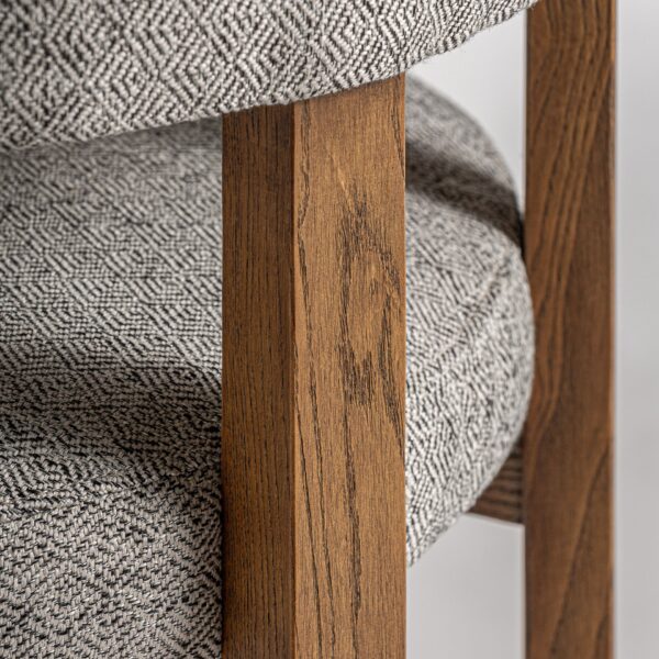 Scaun dining gri/maro din tesatura si lemn Wizerne - imagine 5