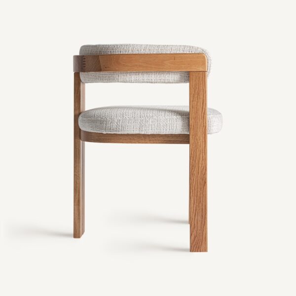 Scaun dining bej alb/maro din tesatura si lemn Sedzere - imagine 3
