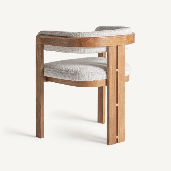 Scaun dining bej alb/maro din tesatura si lemn Sedzere - imagine 4
