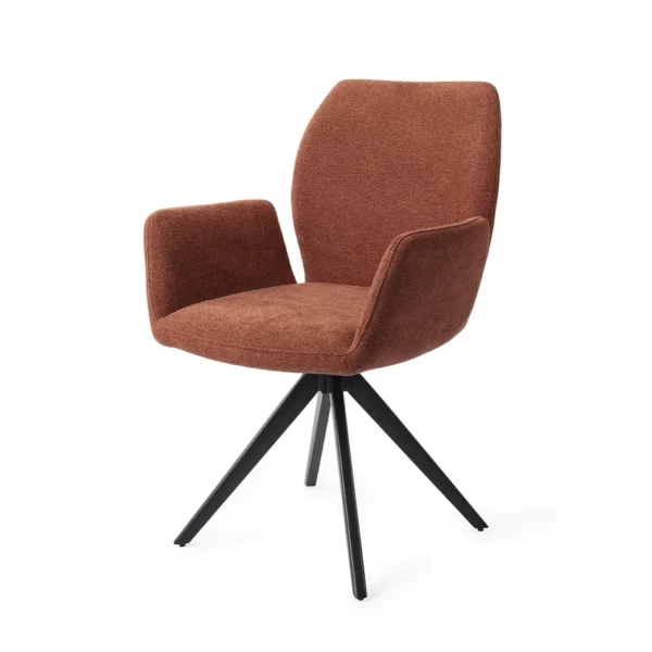 Set 2 scaune dining rotative din tesatura caramiziu/negru Misaki - imagine 2