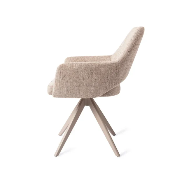 Set 2 scaune rotative dining din tesatura grej/bej Yanai - imagine 3