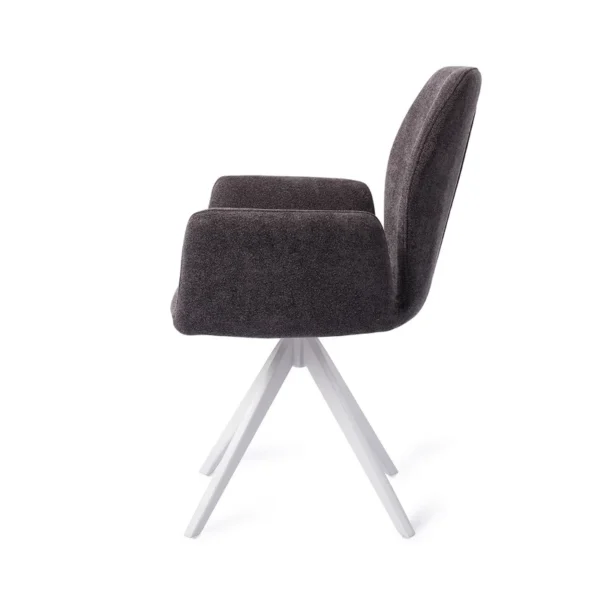 Set 2 scaune dining rotative din tesatura gri inchis/alb Misaki - imagine 3