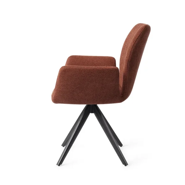 Set 2 scaune dining rotative din tesatura caramiziu/negru Misaki - imagine 3