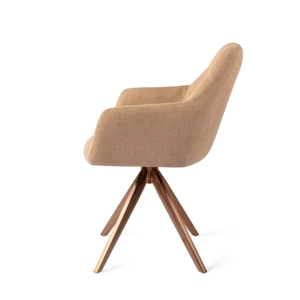 Set 2 scaune rotative dining din tesatura maro caramel/roze Noto - imagine 3