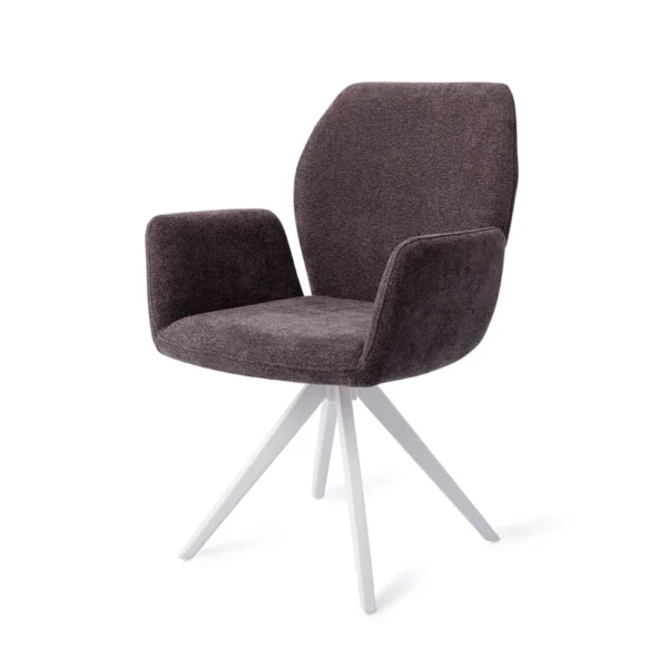Set 2 scaune dining rotative din tesatura gri inchis/alb Misaki - imagine 2