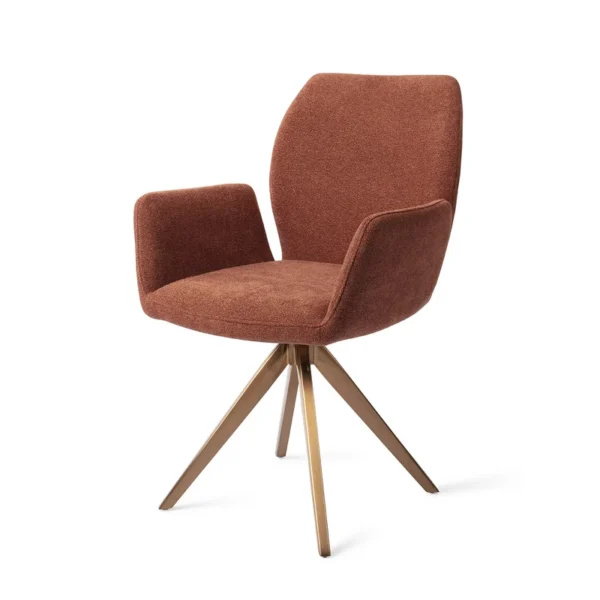 Set 2 scaune dining rotative din tesatura caramiziu/roze Misaki - imagine 2