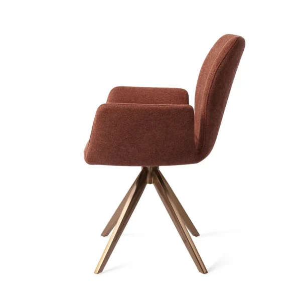 Set 2 scaune dining rotative din tesatura caramiziu/roze Misaki - imagine 3