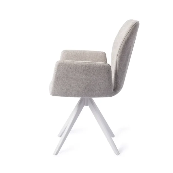 Set 2 scaune dining rotative din tesatura gri deschis/alb Misaki - imagine 5