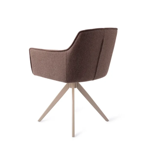Set 2 scaune dining rotative din tesatura maro inchis/bej Hofu - imagine 4
