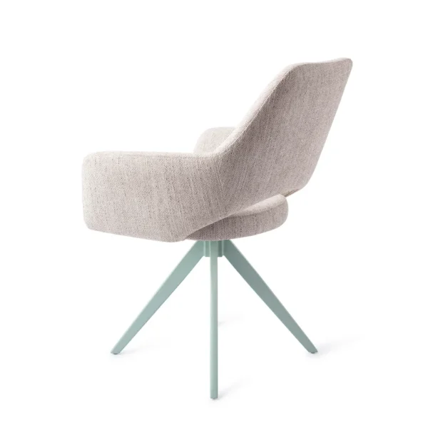 Set 2 scaune rotative dining din tesatura gri deschis/mint Yanai - imagine 3