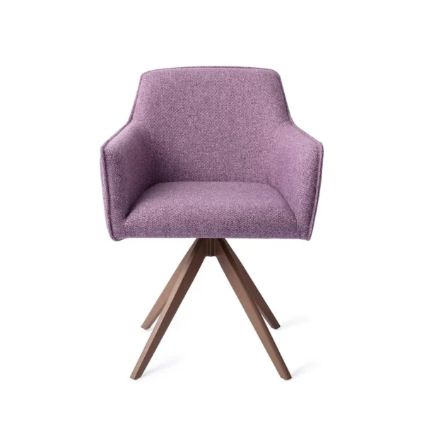Set 2 scaune dining rotative din tesatura mov/maro Hofu