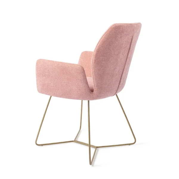 Set 2 scaune dining din tesatura somon/auriu Beehive Gold Misaki - imagine 4