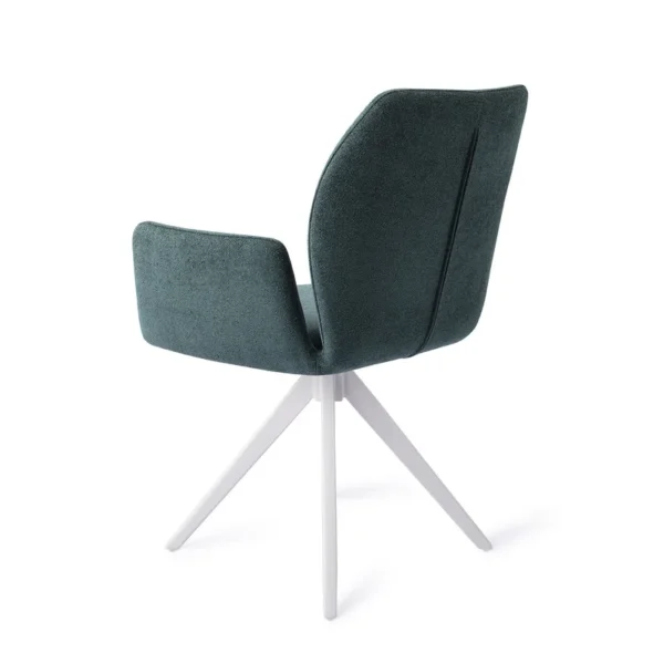 Set 2 scaune dining rotative din tesatura albastru petrol/alb Misaki - imagine 4
