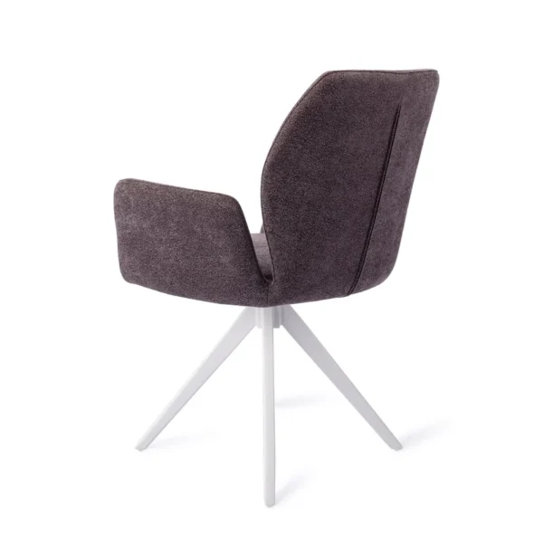 Set 2 scaune dining rotative din tesatura gri inchis/alb Misaki - imagine 4