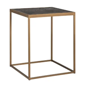 Masa laterala neagra/aurie din metal si lemn Blackbone