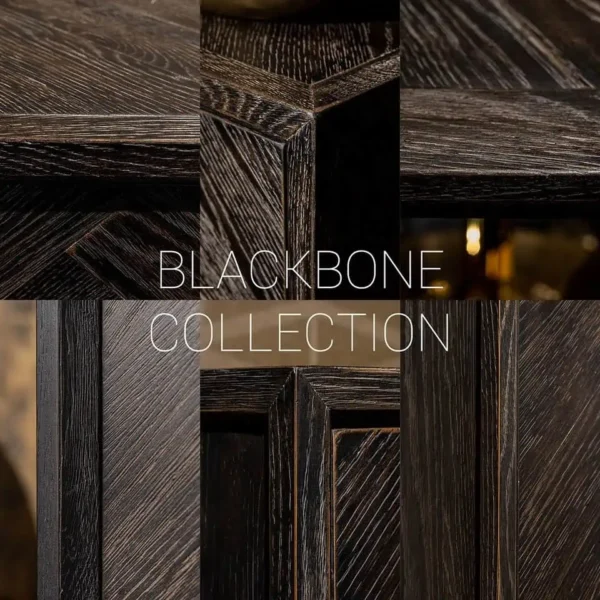 Masa laterala neagra/aurie din metal si lemn Blackbone - imagine 4