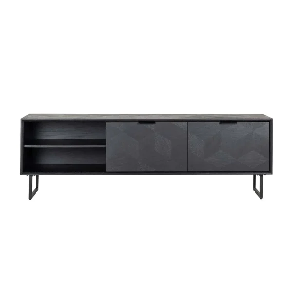 Comoda TV neagra din lemn de stejar Blax - imagine 3