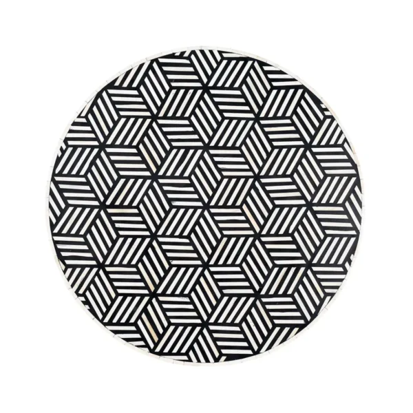 Masa de cafea alb/negru din fier si lemn 70Ø Stripes - imagine 2