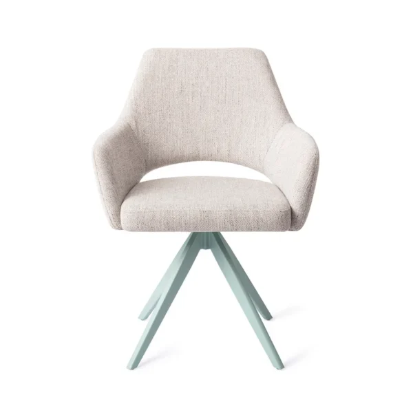 Set 2 scaune rotative dining din tesatura gri deschis/mint Yanai