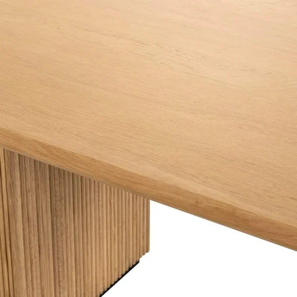 Masa dining bej natur din lemn de stejar Belfort - imagine 4