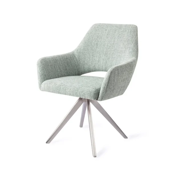 Set 2 scaune rotative dining din tesatura vernil/argintiu Yanai - imagine 2