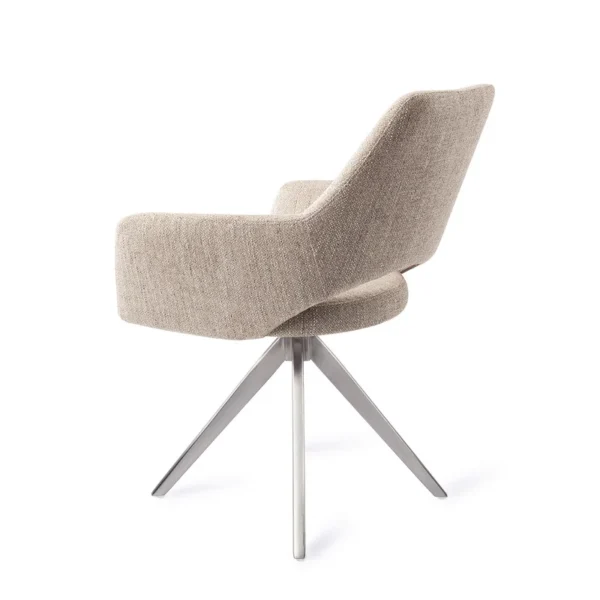 Set 2 scaune rotative dining din tesatura grej/argintiu Yanai - imagine 4