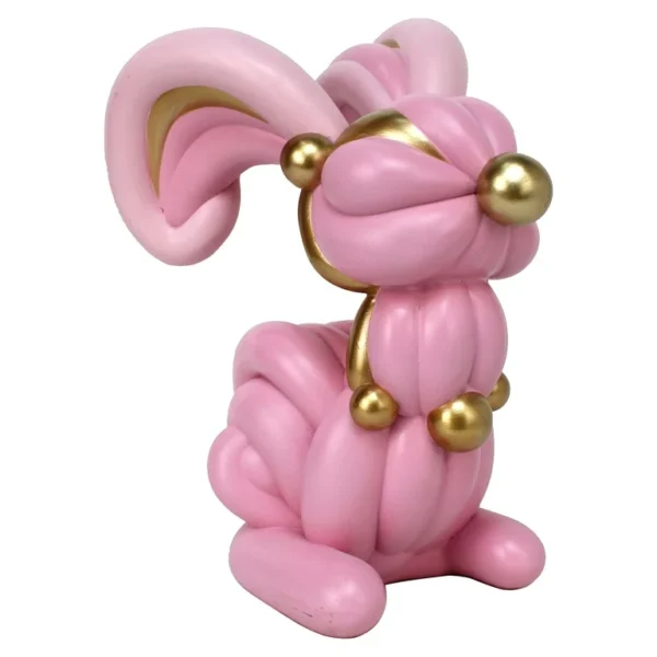 Decoratiune roz din polirasina Rabbit